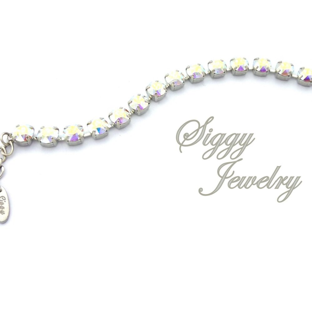 Swarovski Crystal AB Tennis Charm Bracelet - Picture 5 of 8